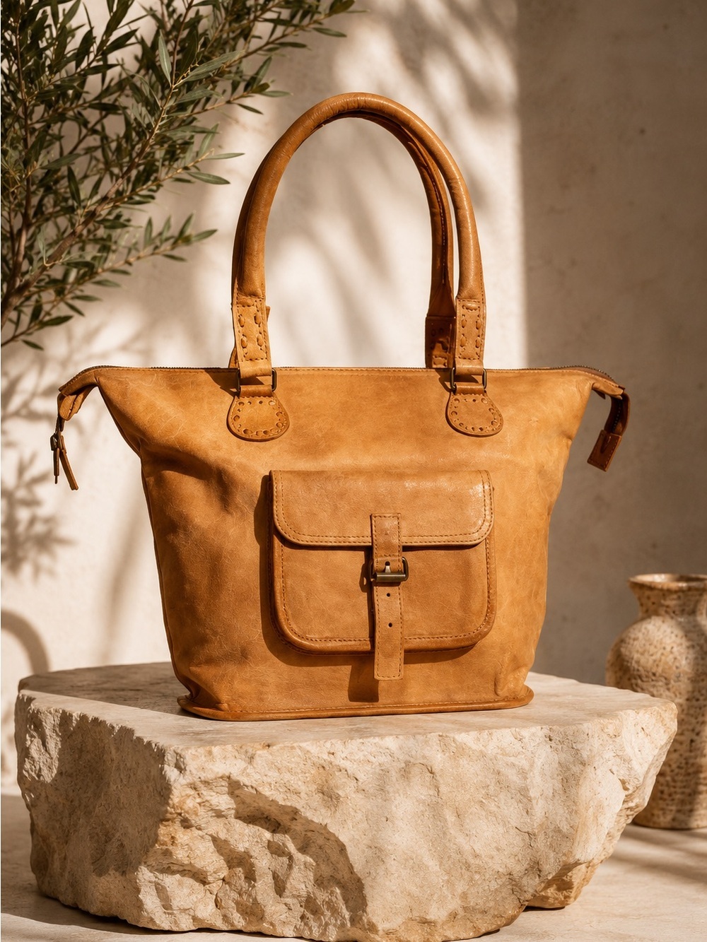 Noonday Collection Rustic Leather Artisan Bohemian Hobo Tote Purse Made In India